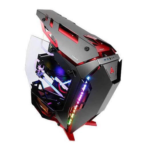 Antec TORQUE Black Red Aluminum ATX Mid Tower Computer Case 12