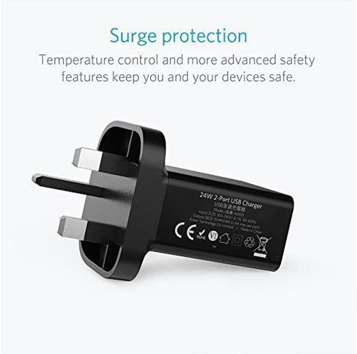 Anker 24W 2 Port USB Wall Charger - Black
