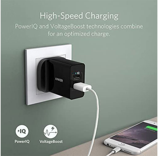 Anker 24W 2 Port USB Wall Charger - Black