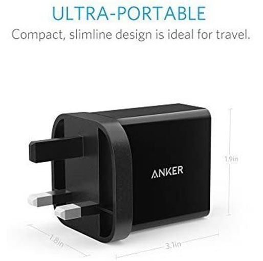Anker 24W 2 Port USB Wall Charger - Black