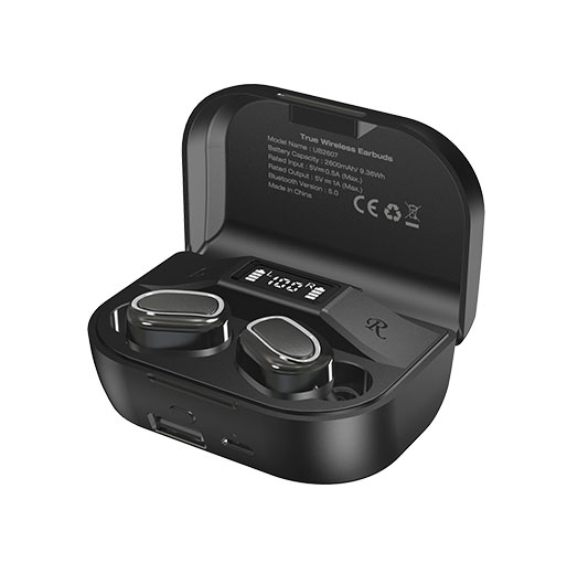 Energizer UB2607 True Wireless Stereo In-Ear Earbuds Bluetooth 5.0, Waterproof With 2600mAh Digital Display Charging Case black