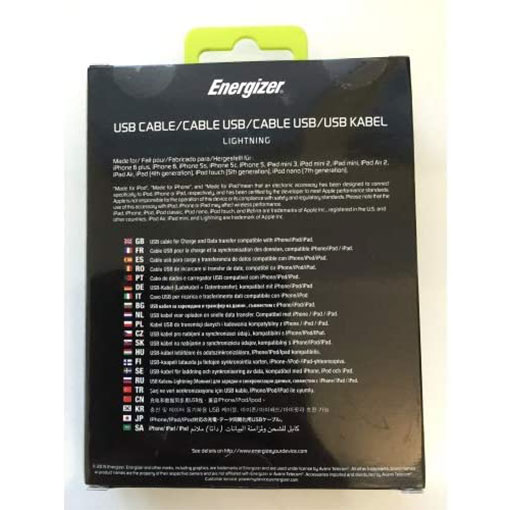 Energizer Hightech 1.2m USB Cable with Lightning Connector for Apple iPod, iPhone and iPad - Green