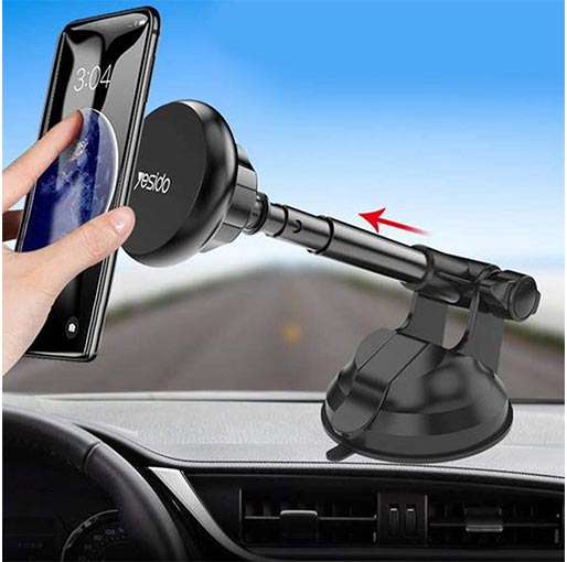 Buy Yesido C41 Telescopic Magnetic Car Phone Holder Stand Dashboard Windshield Sucker Car Mount Holder For iPhone Samsung Car Holder at best price in Qatar.