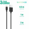 RAVPower (0.6m, 1m, 2m) 3-Pack USB Cable with Lightning Connector Black