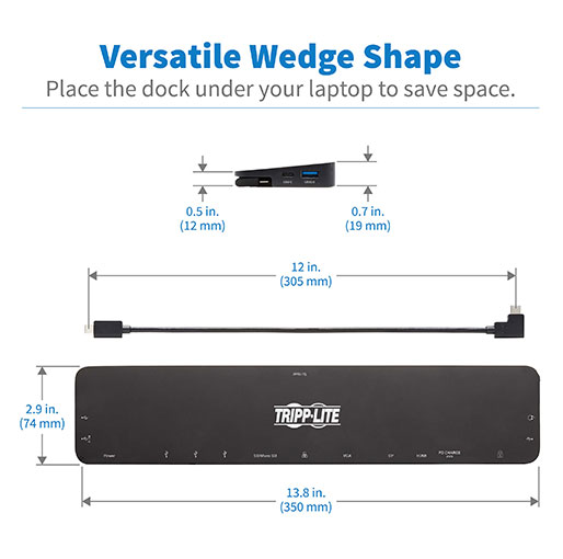 Tripp Lite USB-C Dock - 4K HDMI, VGA, USB 3.2 Gen 1, USB-A/C Hub, GbE, Memory Card, 100W PD Charging