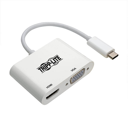Tripp Lite USB-C Multiport Adapter, 4K HDMI, VGA, White