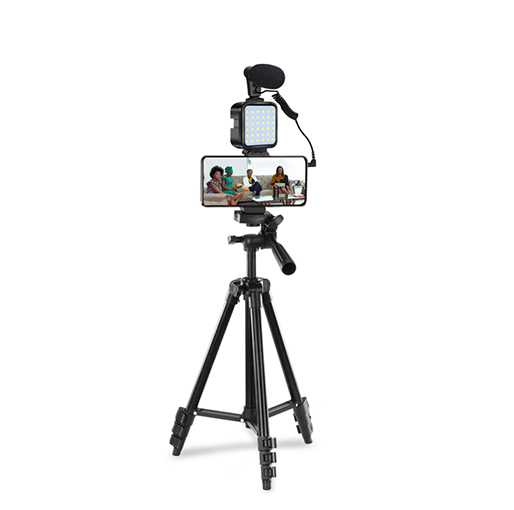 Buy Hot Selling portable mini studio KIT-05LM smartphone vlogging kit with recording microphone led light for youtube at best price in Qatar.