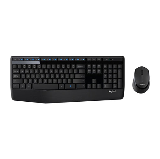 Logitech MK345 Wireless Combo Full-Sized Keyboard with Palm Rest and Comfortable Right-Handed Mouse - Black
