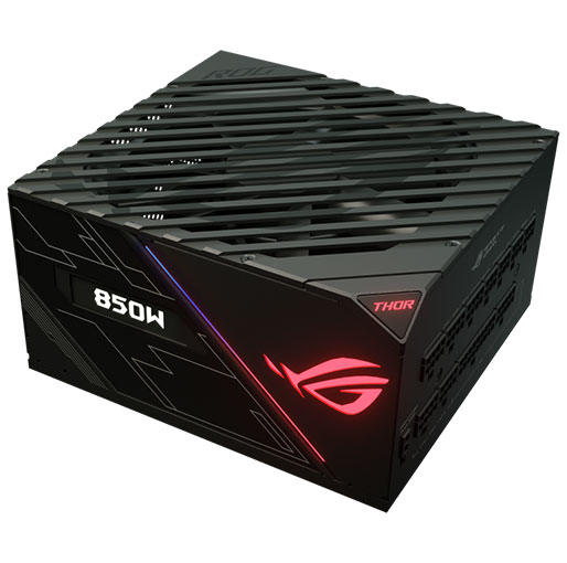 ASUS ROG Thor 850W Platinum Power Supply Unit with Aura Sync and OLED Display, 80 Plus Platinum Certification, Wing Blade Fan With 0db Technology