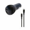 Powerology Dual Port Car Charger With Type-C To Mfi Lighting Cable - Black