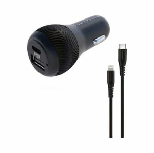 Powerology Dual Port Car Charger With Type-C To Mfi Lighting Cable - Black
