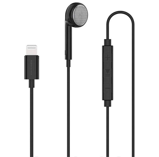 Powerology Mono Single Earphone with MFi Lightning Connector - Black