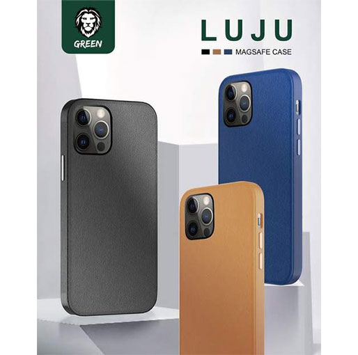 Green Luju MagSafe Leather Case for iPhone 13 Pro Max - Brown