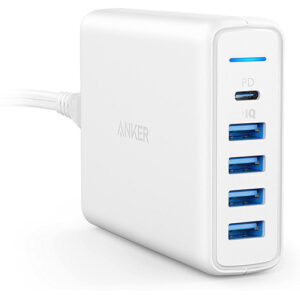 Buy Anker USB C Wall Charger - 5 Ports Premium 60W 5-Port Desktop Charger - White at best price in Qatar.