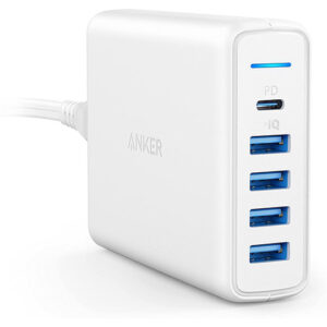 Buy Anker USB C Wall Charger - 5 Ports Premium 60W 5-Port Desktop Charger - White at best price in Qatar.