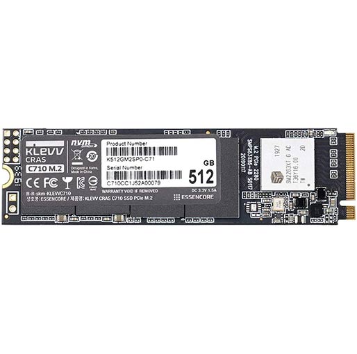KLEVV CRAS C710 M.2 SSD NVMe PCle Gen3 x4 512GB 3D TLC NAND R/W Up to 2050MB/s & 1650MB/s Internal Solid State DriveB