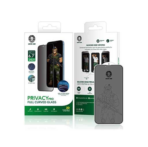 Green 3D Silicone Privacy Glass Screen Protector Compatible For iPhone 13/ 13 Pro Max 6.7"