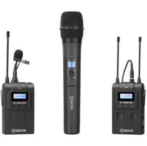 BOYA BY-WM8 Pro-K4 Dual-Channel Camera-Mount Wireless Combo Lavalier & Handheld Microphone System
