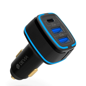 Devia Extreme Speed Dual USB & Type-C Full Compatible Fast Car Charger 85W - Black