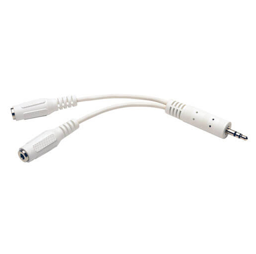 Buy Tripp Lite 3.5mm Mini Stereo Cable adapter Y Splitter for Speakers and Headphones (M to 2x F) White, 6-in. (15.24 cm) at best price in Qatar.