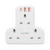 Porodo PD-FWCH006-WH Multiport Wall Adapter T-Socket 3250W UK , AC outlet and fast charging USB - White