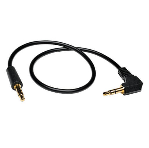 Buy Tripp Lite 3.5mm Mini Stereo Audio Cable with one Right-Angle plug (M/M), 1 ft. (0.31 m) at best price in Qatar.