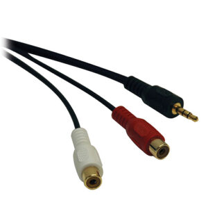 Tripp Lite 3.5 mm Mini Stereo to RCA Audio Y Splitter Adapter Cable (M/2xF), 6 in. (15.2 cm)