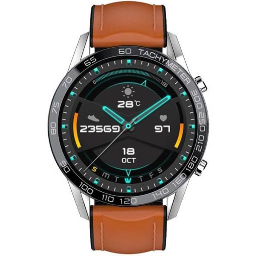 Buy Xcell Classic-3Talk Smart Watch Silver With Brown Leather Strap at best price in Qatar.