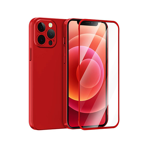 Green Lion 360 Carsaca Plus Case with Normal HD Glass for iPhone 13 Pro - Red