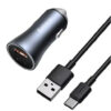 Baseus 2 Port 40W Car Charger With Type-C to USB Cable - Black