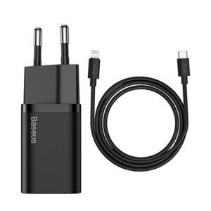Buy Baseus Super Si Quick Charger 1C 20W Wall Charger with 1m USB-C to Lightning Cable at best price in Qatar.