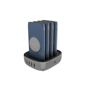 Buy Powerology 4 in 1 Wireless Power Bank Station 10000mAh with Built-In Cable ( Lightning & Type-C ) PD 20W - Blue at best price in Qatar.