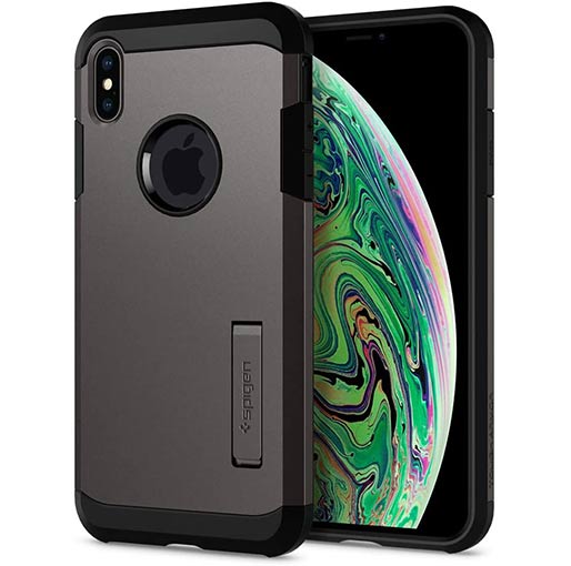 Buy Spigen New Iphone Xs Max Case Tough Armor Gunmetal at best price in Qatar.