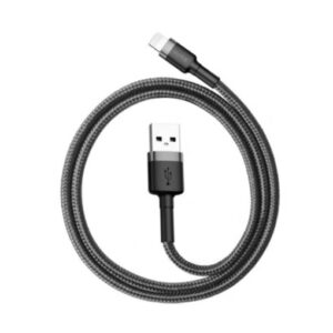 Buy Baseus CALKLF-AG1 Cafule Braided 0.5M 2.4A Lightning Cable - Grey/Black at best price in Qatar.