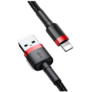 Baseus Cafule 2.4a Usb To Iphone Fast Charging Nylon Braided 1m Cable Red+Black