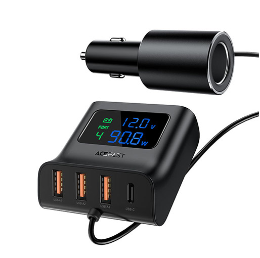 AceFast B8 (3xUSB-A+1xUSB-C) Fast Charge Car HUB Charger