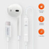 Porodo Soundtec Single/Mono Type C Earphone - White