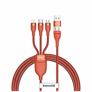 Baseus Cable Flash Series 2 IN 3 U+C TO M+L+C 100W 1.2M Fast Charging Data Cable - Orange