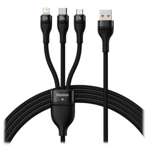 Buy Baseus cable Flash Series Ⅱ 3IN1 100W 1.2M - Black at best price in Qatar.