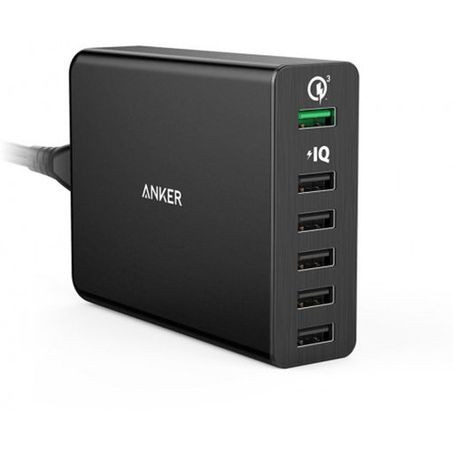 Anker Powerport + 6 with QC 3.0 Charging UK Plug - Black