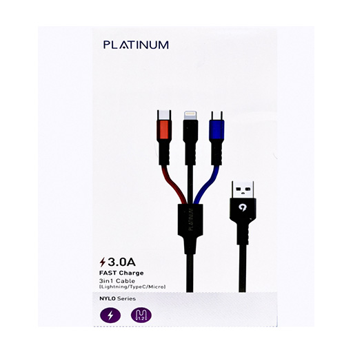 Platinum Nylo Series - 3 in 1 Cable 3.0A 1.2M - Tri