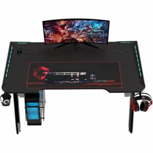 GAMEON Hawksbill Series RGB Flowing Light Gaming Desk, 1200-600-720mm, With 800*300*3mm Mouse Pad - Black
