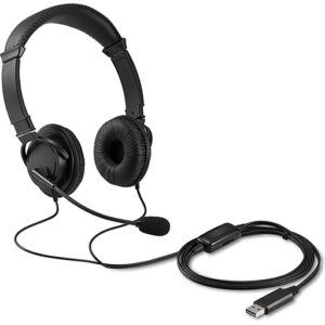 Kensington Classic Headset with Mic and Volume Control -Stereo - USB Type A ,Wired, Noise Canceling - Black
