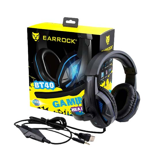 EARROCK Gaming Headset For Surround Sound Noise Canceling Over Ear Headphones with Mic & LED Light