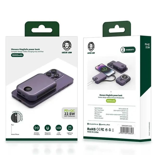 Green Lion Monaco Magsafe Power Bank 10000mAh PD+QC 22.5W – Purple