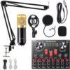 V8S BM800 Condenser Microphone Kit StudioScissor Arm Stand Upgraded Sound Card