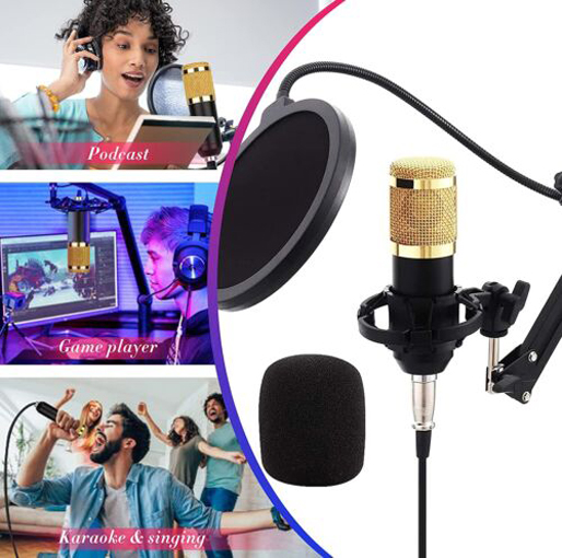 V8S BM800 Condenser Microphone Kit StudioScissor Arm Stand Upgraded Sound Card