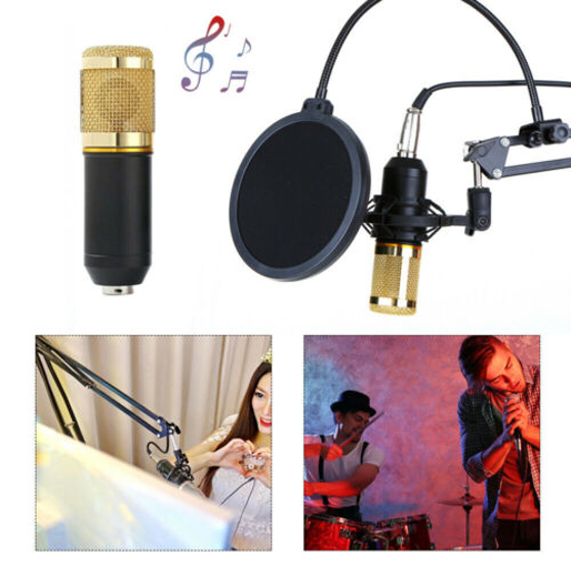 V8S BM800 Condenser Microphone Kit StudioScissor Arm Stand Upgraded Sound Card