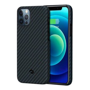 PITAKA Magnetic Aramid Fiber Case for iPhone 12 Pro 6.1 Inch MagEZ Case -Grade Protective Cover -Black/Blue (Twill)