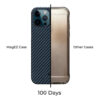 PITAKA Magnetic Aramid Fiber Case for iPhone 12 Pro Max 6.7" MagEZ Case -Black/Blue (Twill)
